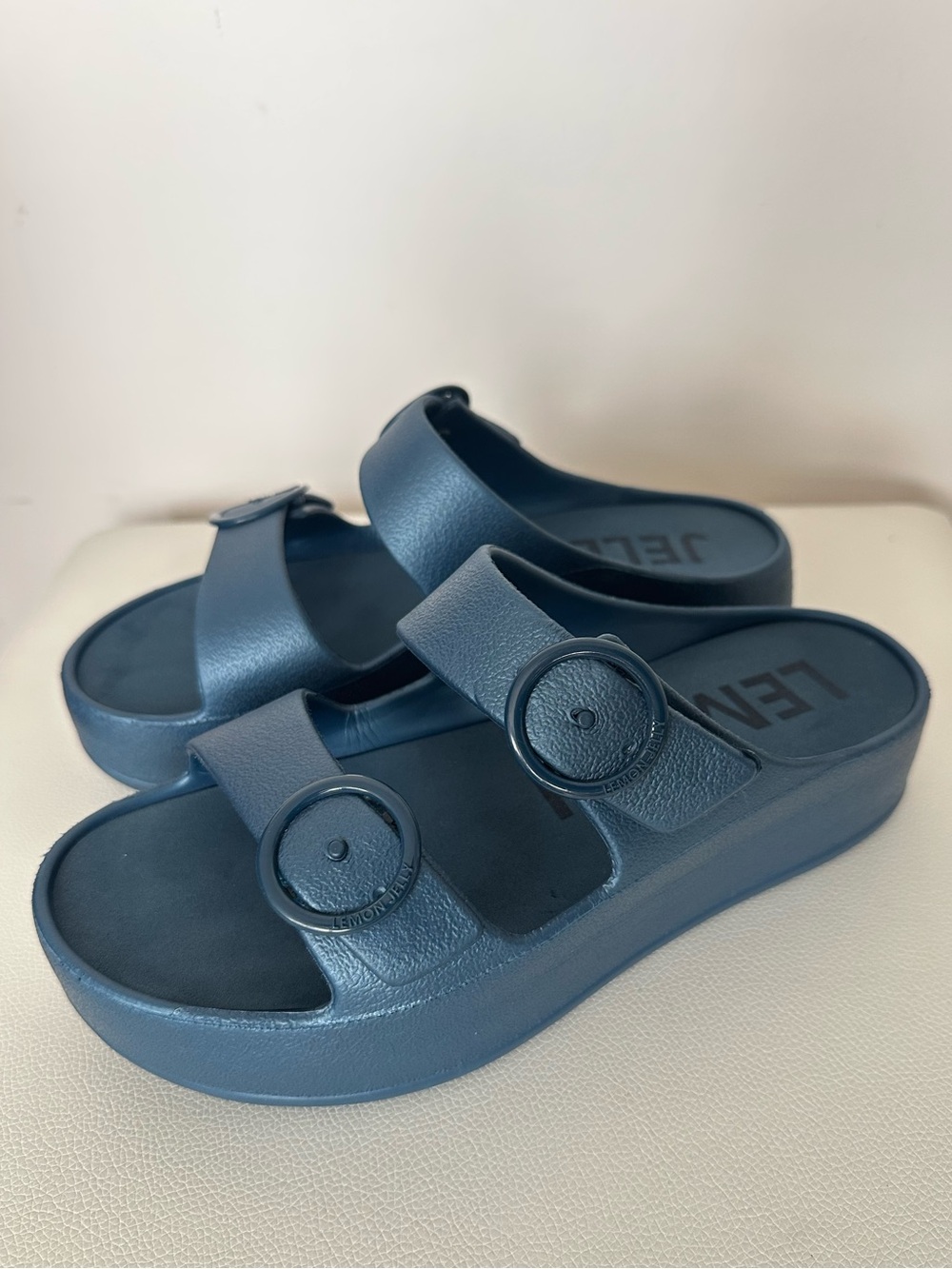 Lemon Jelly Navy Platform Slide Sandals – EU 39